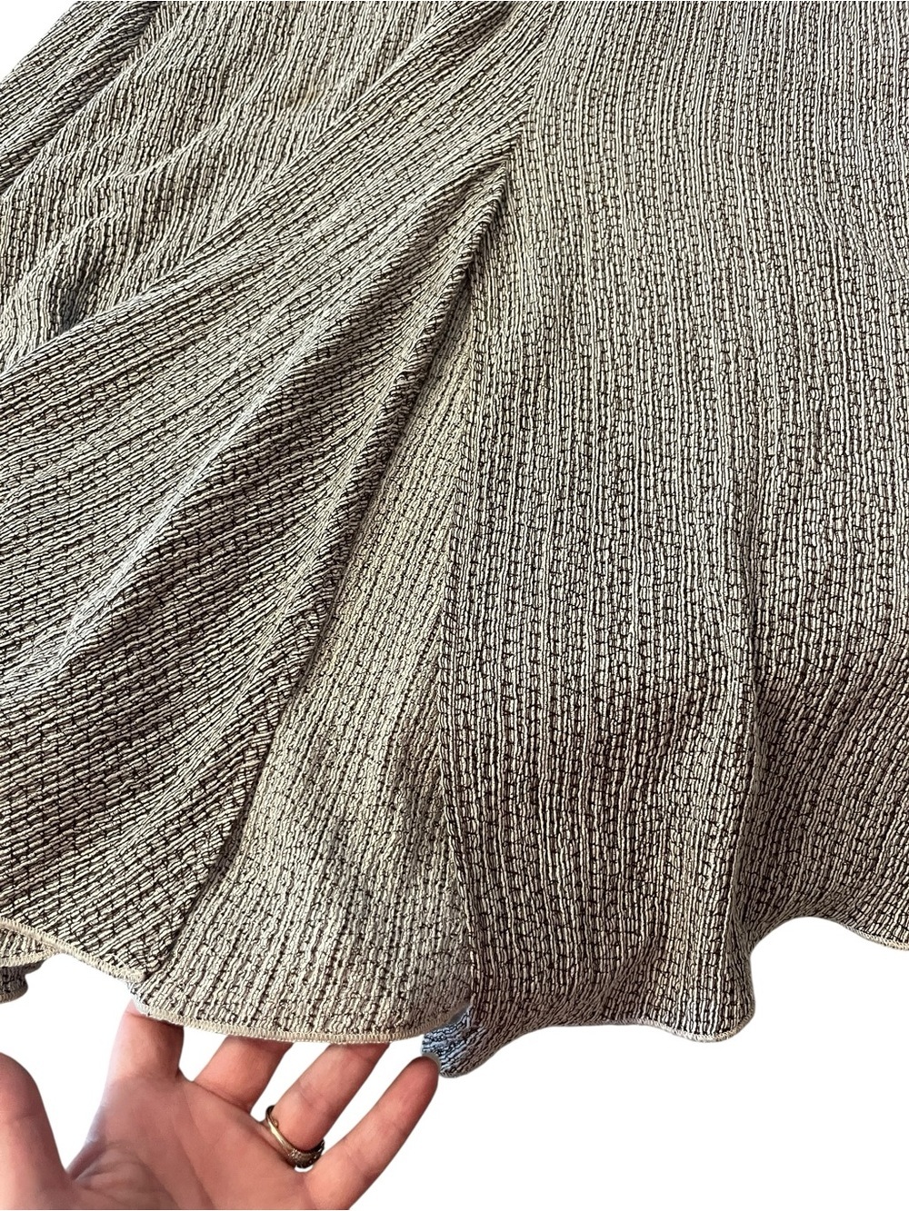 ZARA Asymmetrical Long Sleeve Ribbed Maxi Dress brown Mocha Ecru Sz M - Picture 6 of 11